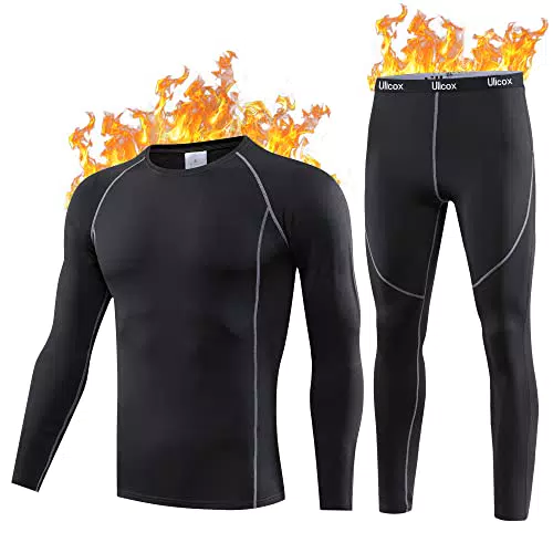 Ulicox Thermounterwäsche Herren Funktionsunterwäsche Männer Skiunterwäsche Thermowäsche Funktionswäsche Set Warme Atmungsaktiv Weich Thermo Unterwäsche für zu Hause Winter Blau