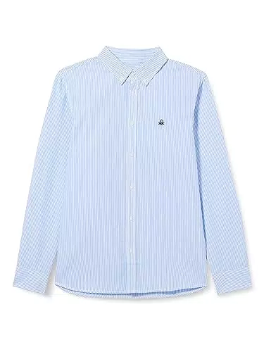 United Colors of Benetton Jungen 5du6cq00r Hemd, Righe Azzurro E Bianco 931