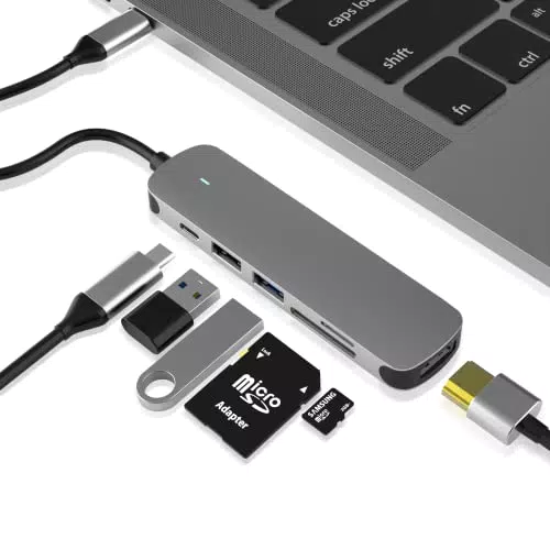 USB C HUB, Dongle USB C Adapter 6 in 1 mit USB 3.0 Anschluss
