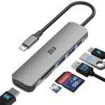 USB C to 4K HD.MI Adapter für MacBook Pro Air, 6 IN 1 USB-C Digital AV Multiport Adapter mit USB 3.0 Anschlüsse