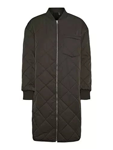 VERO MODA Damen Lange Steppjacke Leicht Wattierter Übergangsmantel Parka ohne Kapuze VMNATALIE