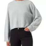 VERO MODA Damen VMDOFWOOL LS Boxy GA NOOS Pullover, Light Grey Melange