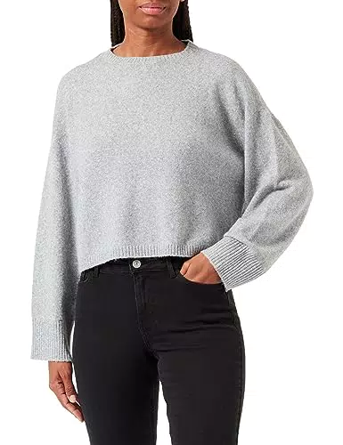 VERO MODA Damen VMDOFWOOL LS Boxy GA NOOS Pullover, Light Grey Melange