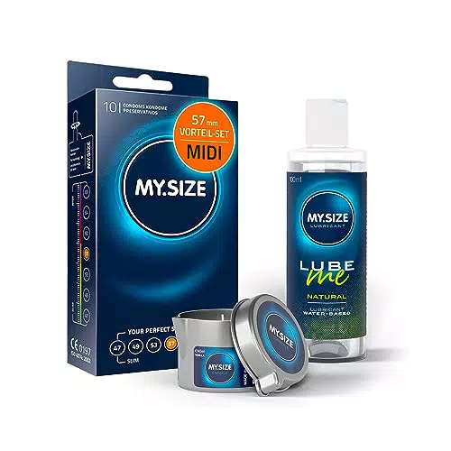 Vorteilspack MY.SIZE Kondome 57mm, 10er Pack + MY.SIZE Natural Gleitgel 100ml + MY.SIZE Massagekerze…