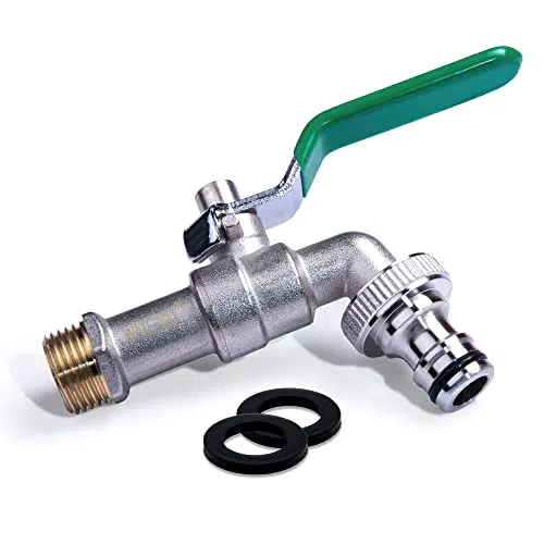 WATERGO Premium Kugelhahn 3/4 Zoll grün/rost- und frostsicherer Wasserhahn für Waschmaschine