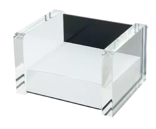 Wedo 607001 Acryl Zettelbox glasklar/schwarz, 116 x 99 x 75 mm
