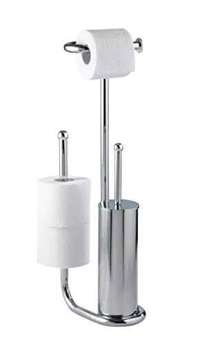 WENKO Stand WC-Garnitur Universalo Chrom, mit integriertem Toilettenpapierhalter und WC-Bürstenhalter
