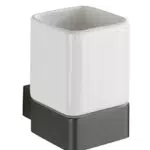 WENKO Zahnputzbecher Montella, aus Keramik, Halter aus Aluminium
