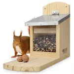 WILDLIFE FRIEND I Eichhörnchen Futterhaus Maxi, 14 x 29 x 26.5 cm aus Massivholz mit Metall-Dach - Wetterfest