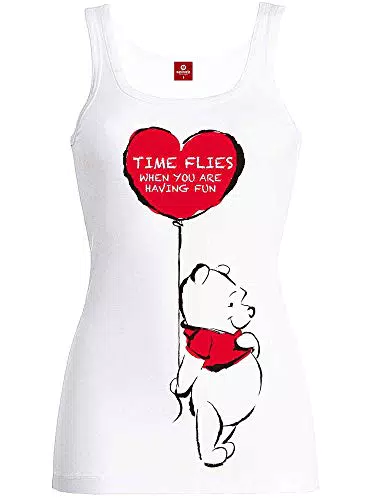 Winnie The Pooh Time Flies Frauen Top weiß S 100% Baumwolle Disney