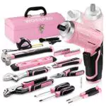 WORKPRO 73-tlg. Werkzeug Set Rosa mit Akkuschrauber klein