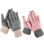 XREE 2 Paar Handschuhe Damen, Touchscreen Handschuhe Fingerhandschuhe Strickhandschuhe Warm Winterhandschuhe für Damen Herren Skifahren Radfahren Outdoor