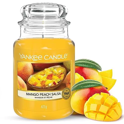 Yankee Candle Duftkerze im Glas| Mango Peach Salsa, Brenndauer bis zu 150 Stunden|Große Kerze im Glas