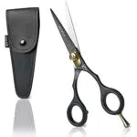 YUMAYA Haarschere Schwarz, Extra scharf und präzise Friseurschere aus Edelstahl mit Spannschraube für optimalen Schnitt