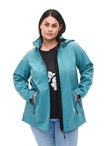 Zizzi Damen Große Größen Softshell Jacken Kapuze Reißverschluss Gr 46-48 Poppy Red