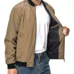 Zzkouine Herren Bomberjacke mit Ärmeltasche, leichte