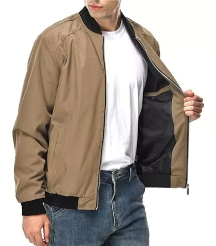 Zzkouine Herren Bomberjacke mit Ärmeltasche, leichte