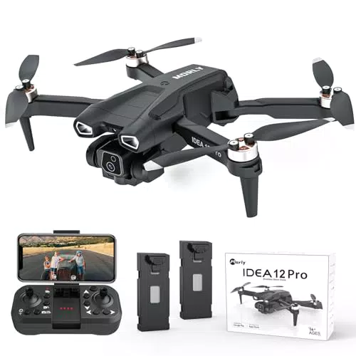 12PRO Drohnen mit Kamera Bürstenlosem Motor Drone für Anfänger und Erwachsene mit Motorisch Verstellbare 135° Camera 1080P HD 2 Kameras Drohen 5G WIFI FPV RC Faltbar Quadcopter Höhenhaltung 2 Akkus