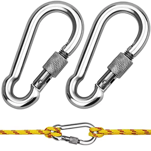 Feuerwehr Karabinerhaken aus Edelstahl mit Schraubverschluss - 80mm x 8mm - Tragfähigkeit 400kg