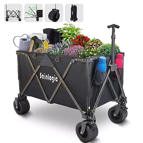 Sainlogic Faltbarer Bollerwagen mit All-Terrain Reifen und Bremsen aus Kohlenstoffstahl