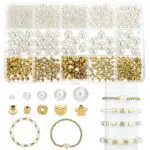 Perlen Set für DIY Schmuck - Weiße, Runde und Goldene Perlen