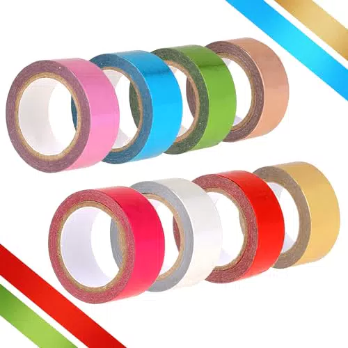 8 Rollen Washi Tape Set Klebeband Bunt 15 mm x 5m Goldfolie Fliesennahtband Selbstklebend dekorative Masking Tape für DIY Scrapbooking Geschenkverpackung