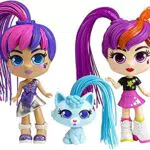 82080 CURLIGIRLS - Puppen - Curligirls Zwillingsset mit Haustier - magische Haare für unendlich viele Frisuren - 2 Puppen und 1 Tier - inklusive Accessoires - Puppe 15 cm - Tier 6 cm