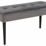 AC Design Furniture Gloria Bank, Sitzbank mit Grauer Samtbezug und Schwarzen Metallbeine