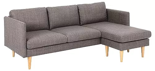 AC Design Furniture Milla 2-Sitzer Sofa mit Chaise Longue Modul in Hellgrau-braun