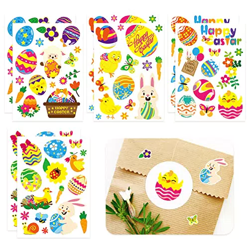 Acevegue 120 Stück Osterdeko Aufkleber, Kleine Ostergeschenke Stickers Kinder Ostern Basteln Kinder Ostereier Osterdekoration