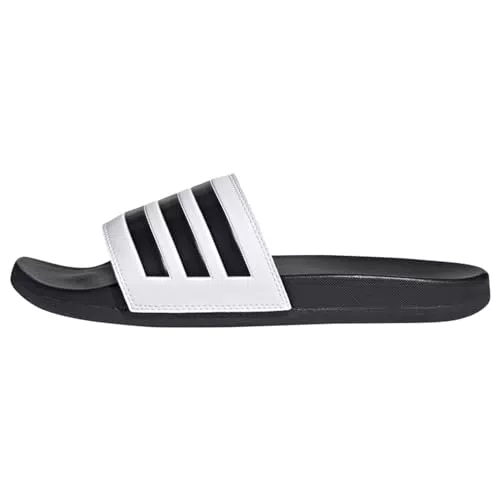 adidas Unisex Adilette Comfort Slide Sandal, Shadow Navy Preloved Yellow Shadow Navy