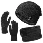 Aiglam Wintermütze Schal Set and Touchscreen Handschuhe