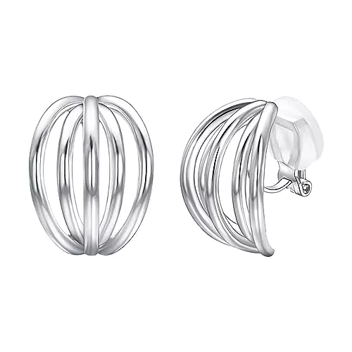 Airokiy Clip Ohrringe, Chunky Ohrringe Silber 925 für Damen