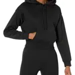 Amazon Essentials Damen Crop-Sweatshirt mit Kapuze, Schwarz