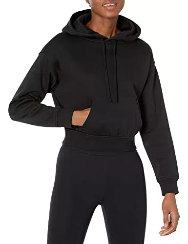 Amazon Essentials Damen Crop-Sweatshirt mit Kapuze, Schwarz