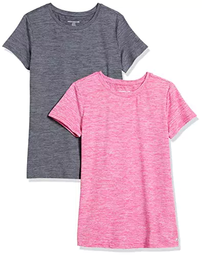 Amazon Essentials Damen Tech-Stretch-T-Shirt Mit Kurzen Ärmeln Und Rundhalsausschnitt
