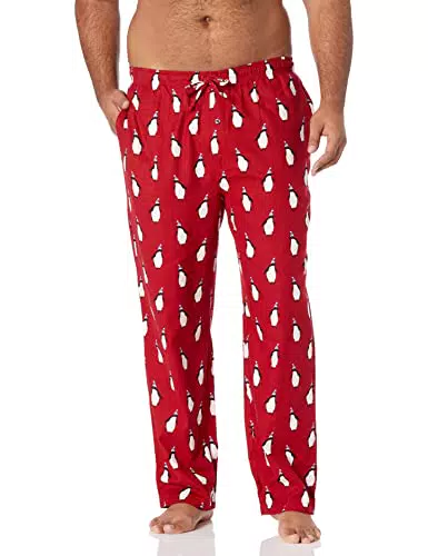 Amazon Essentials Herren Pyjamahose aus Flanell, Rot Panda