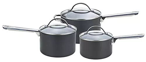 Anolon Topfset mit Antihaftbeschichtung und Deckel - Harteloxiertes Kochgeschirr Set