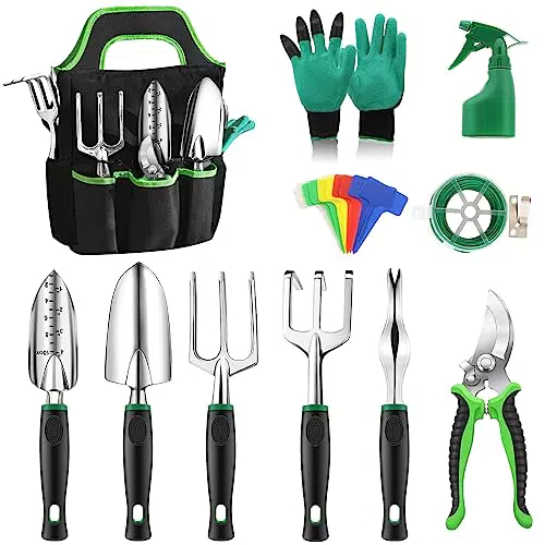Anykuu Gartenwerkzeug Set 21 Stück Gartengeräte Werkzeugbeutel Garten zum Pflanzen tragbares Gartenwerkzeug-Set Aluminiumlegierung