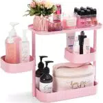 APEXCHASER Kosmetik Organizer 360° drehbar, 3-Etagen Metall Make-up Organizer - Rosa