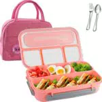 Arawat Bento Box Erwachsene Lunchbox 1000ml Auslaufsicher Brotdose mit Unterteilung Vesperbox Schule Brotzeitbox Jausenbox Büro Essensbox Brotbox Frühstücksbox （Rosa）