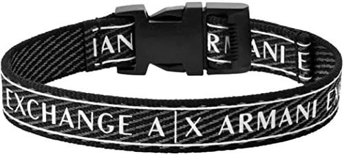 Armani Exchange Herren-Stoffarmband mit Logo, Innenlänge: 160-230mm / Schließe: 24x20x7mm