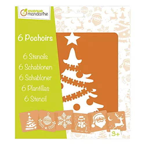 Avenue Mandarine Schablonen-Set für Kinder ab 3 Jahren, 15 x 15 cm, für Filz- und Farbstifte - Weihnachtsgeschenk