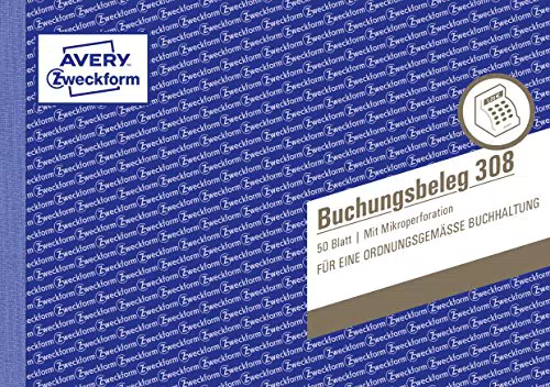 AVERY Zweckform 308 Buchungsbeleg - A5 quer, mikroperforiert, geprüft von Rechtsexperten