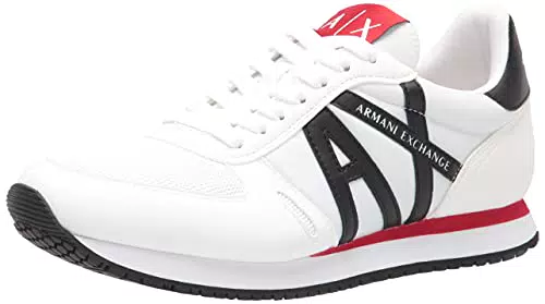Armani Exchange Herren Sneaker mit Rio Side Logo - Weiß + Schwarz