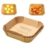 100 Stück Backpapier für Heißluftfritteuse, Air fryer Backpapier Antihaft Wasserdicht Ölfest Einwegschalen Luftfritteuse Pergamentpapier Liner für Heißluftfritteuse Bratpfanne Ofen Mikrowelle Grill