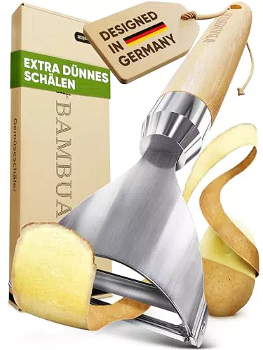 BAMBUA Kartoffelschäler aus Edelstahl - Gemüseschäler für extra dünnes Schälen - Premiumqualität