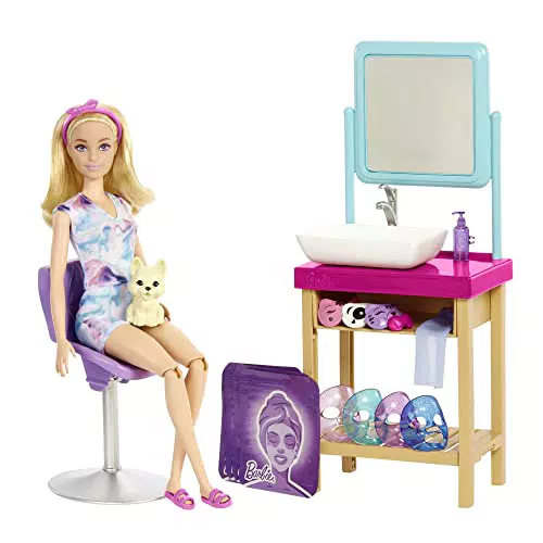 Barbie Self-Care Series, Sparkle Mask Spa Day, Barbie-Puppe mit blonden Haaren