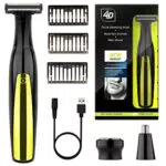 Elektrischer Barttrimmer 3-in-1 für Herren - Wasserdichter Nasenhaartrimmer - Bart- und Körperpflege - Wiederaufladbar - Ideal als Geschenk