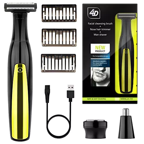 Elektrischer Barttrimmer 3-in-1 für Herren - Wasserdichter Nasenhaartrimmer - Bart- und Körperpflege - Wiederaufladbar - Ideal als Geschenk